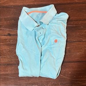 Iz Byer Light Blue Polo with Orange Accents